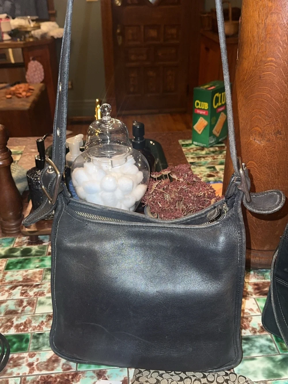 Coach bundle!!!  Coach Black Leather Crossbody with Signature Canvas Wristlet